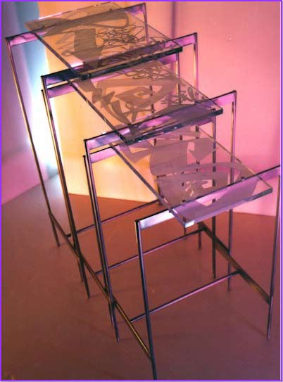 Graffiti Etched Nesting Table- Furniture  Created in conjunction with Ferra Designs